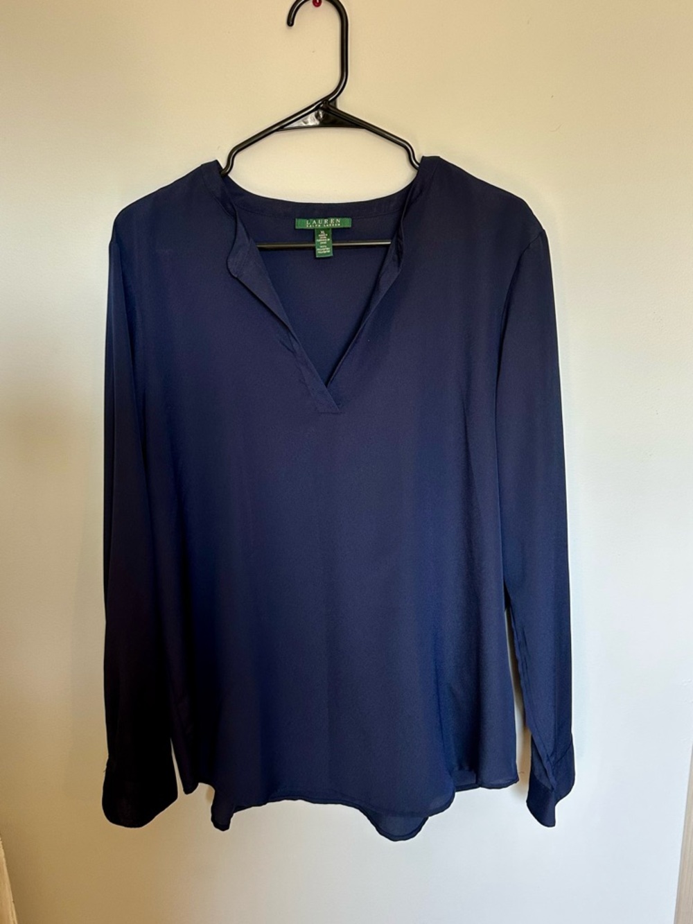 Ralph Lauren Navy Long-Sleeve V-Neck Tunic Blouse